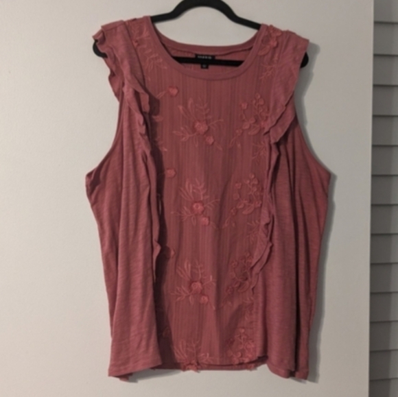Torrid Pink Floral Ruffle Blouse Size 2 (18/20) - Picture 4 of 9